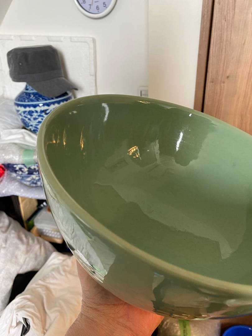 中国明時代龍泉窑深大碗箱付きサイズ高さ約13.5cm径24.5cm