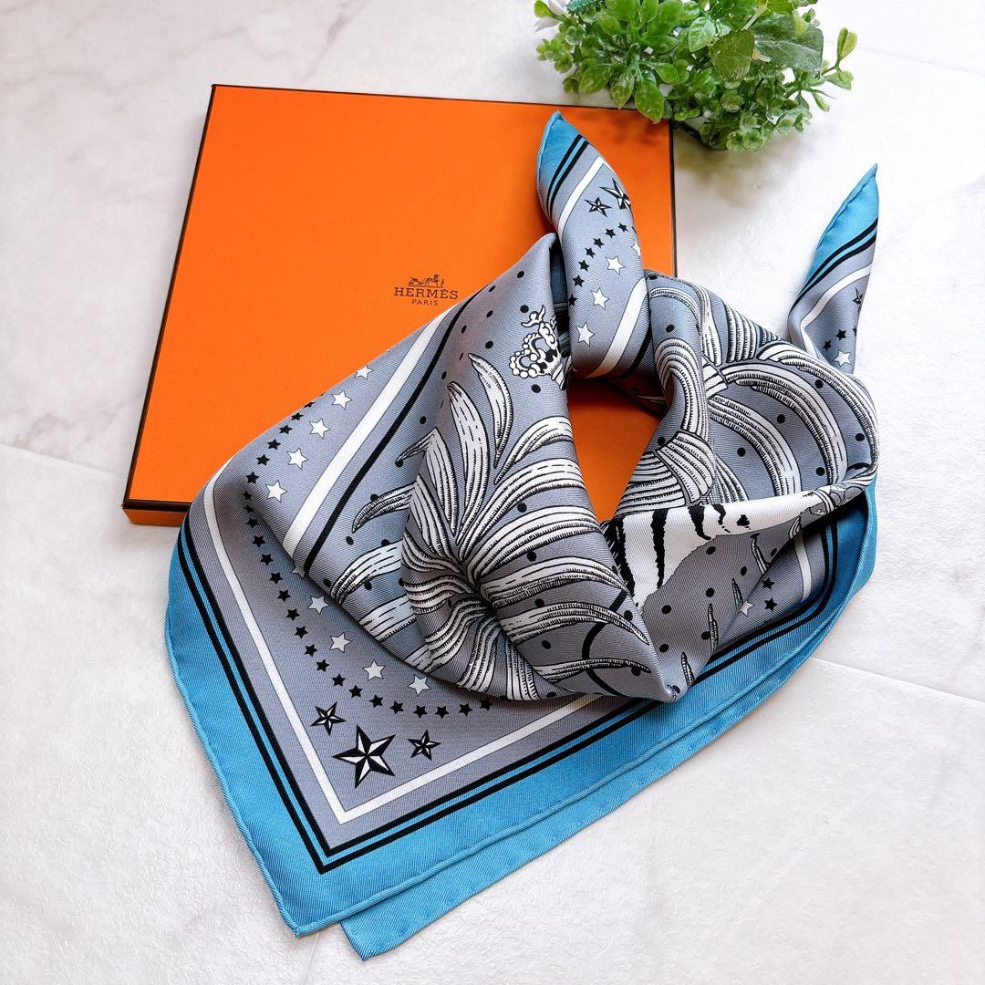 【美品】エルメス　カレ55 　王者の虎　タイガーロイヤル　シルクスカーフ