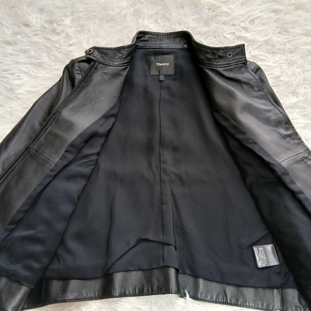 【極美品】【Theory】現行タグ　ラムレザーシングルライダースレザージャケット