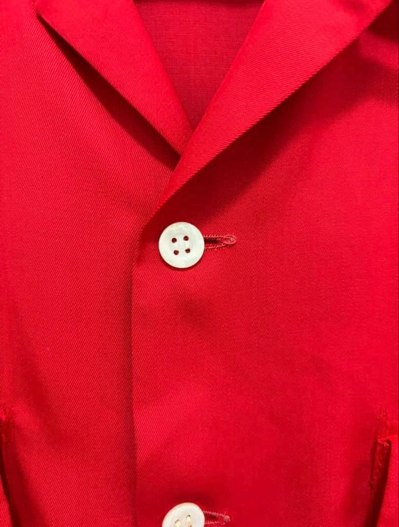 50s ビンテージ　レーヨン　開襟　シャツ　トレンドカラー　レッド　L XL