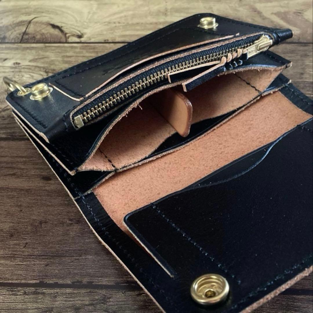 【やかん】ミドルトラッカーウォレット茶芯ブラック【お札を折らずに収納】