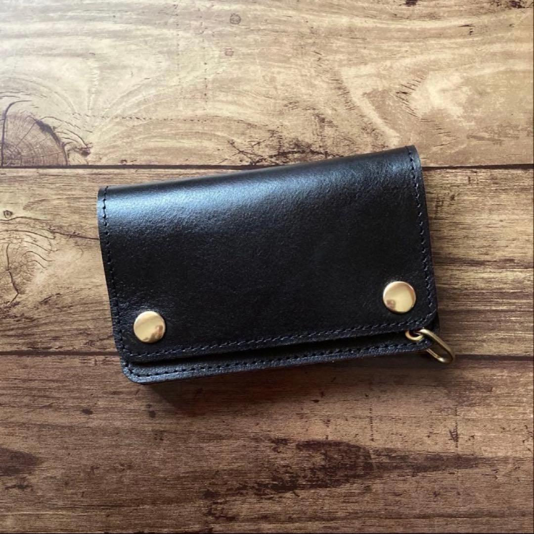 【やかん】ミドルトラッカーウォレット茶芯ブラック【お札を折らずに収納】