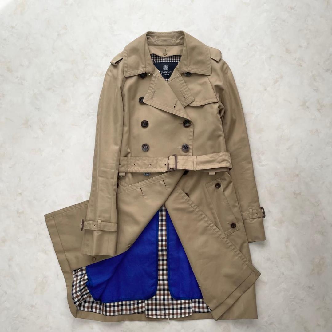 【極美品】Aquascutum　トレンチコート S 4 ブルーライナー付　ベルト