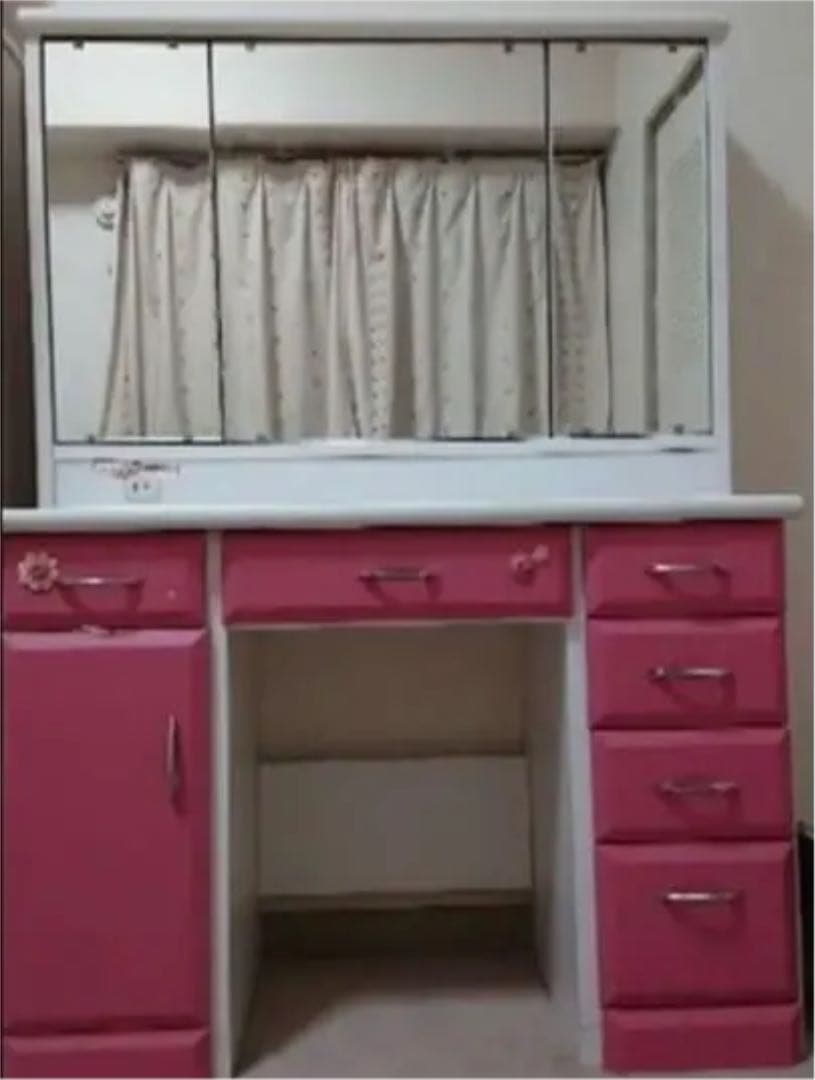 ドレッサー 三面鏡 鏡台 ピンク 収納
