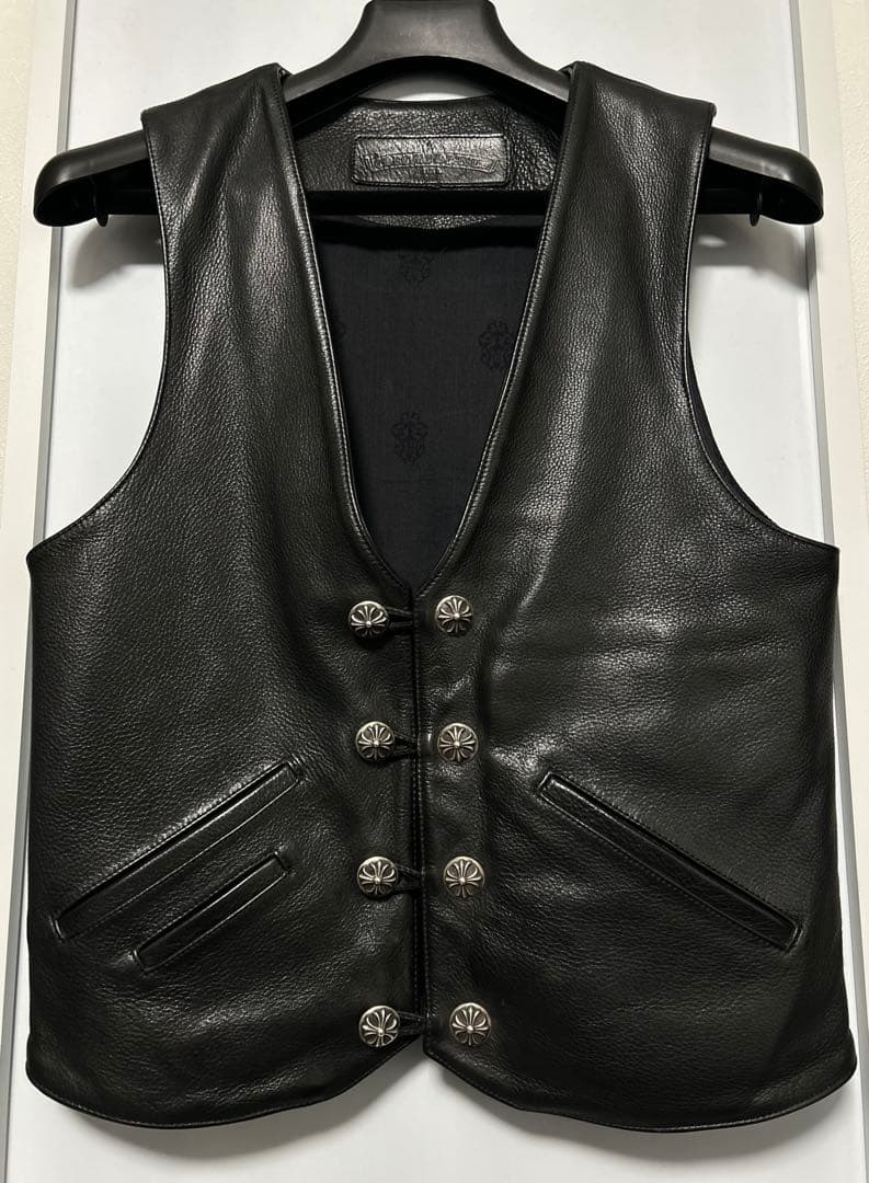 購入用 chromeheartsレザーベスト 8BTN