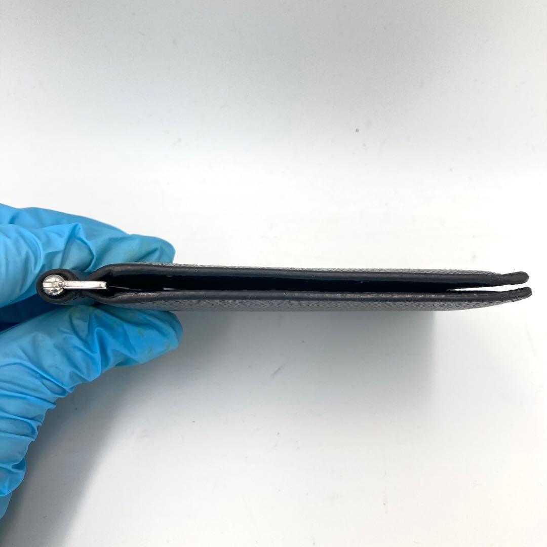 サンローランパリ 二つ折り マネークリップ キャビアスキン ブラック