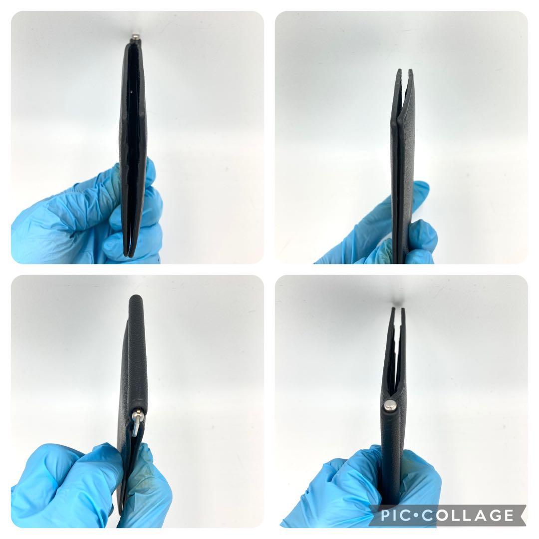 サンローランパリ 二つ折り マネークリップ キャビアスキン ブラック