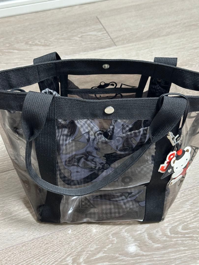 familiar ファミリアブラックチェッククリアトートバッグ