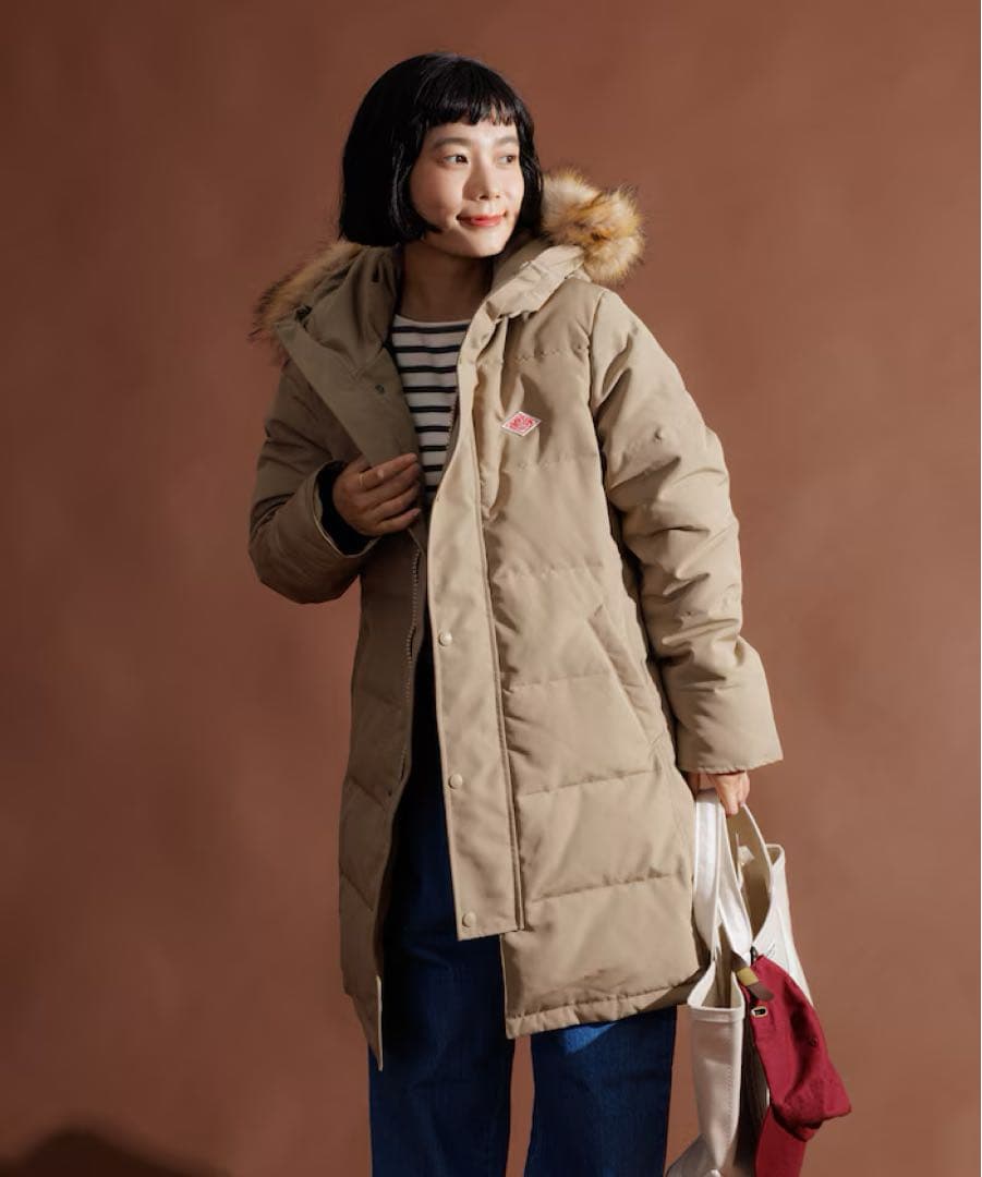 DANTON ダウンジャケット オリーブ キャメル　ベージュ　サイズ34