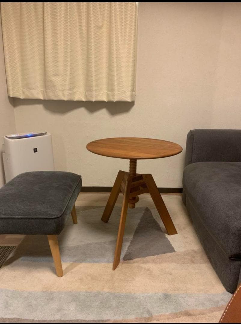 広松木工 木製円形テーブル 高さ調整可能