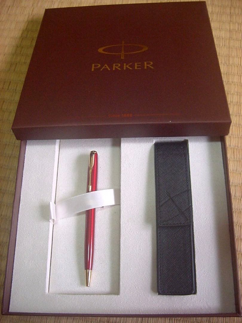 ★ソネット　PARKER　ボールペン　新品未使用　レッド皮ペンケース入り★箱入り