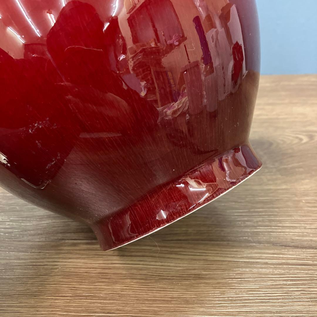 4F 中国名陶 景徳鎮製 郎窯紅（赤釉）花瓶 骨董 古美術品 花瓶 花器