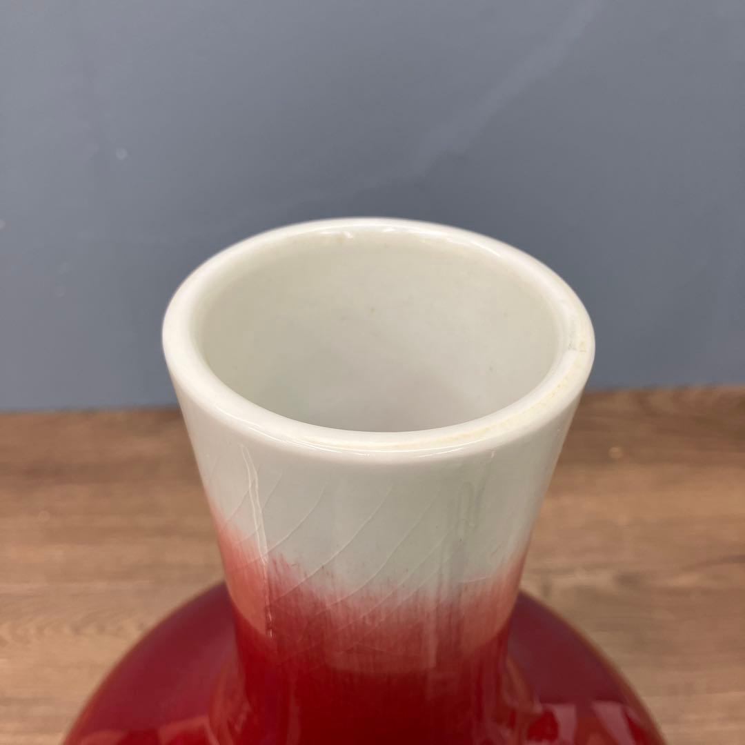 4F 中国名陶 景徳鎮製 郎窯紅（赤釉）花瓶 骨董 古美術品 花瓶 花器