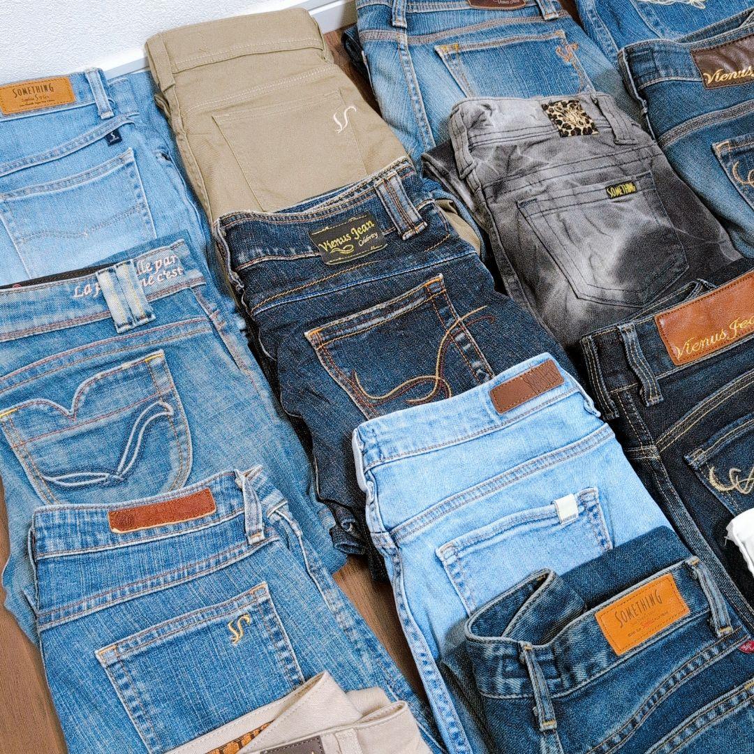 ブランドデニムパンツまとめ売り45本 リメイク素材 リペア ハンドメイド生地