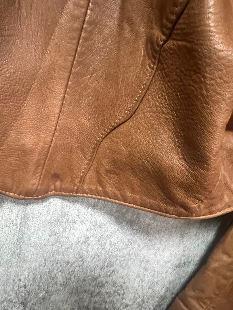 UK製ヴィンテージGapelle レザージャケット フリンジスタッズ本革ブラウン