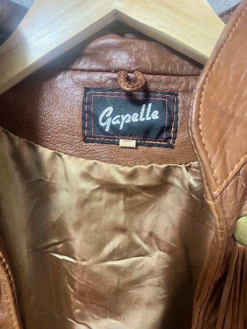 UK製ヴィンテージGapelle レザージャケット フリンジスタッズ本革ブラウン