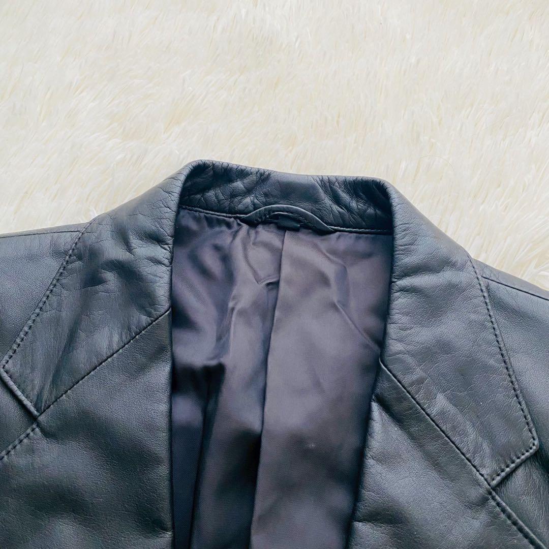 日本製光沢カウレザー●極美品●2Bシングルブレストテーラードジャケット 本革 M
