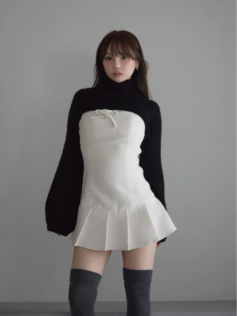 ワンピース andmary Twiggy tweed mini dress white