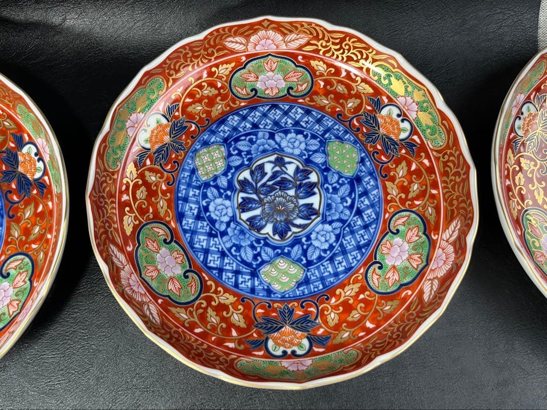 庫山窯　染錦牡丹　和皿揃　皿　5枚