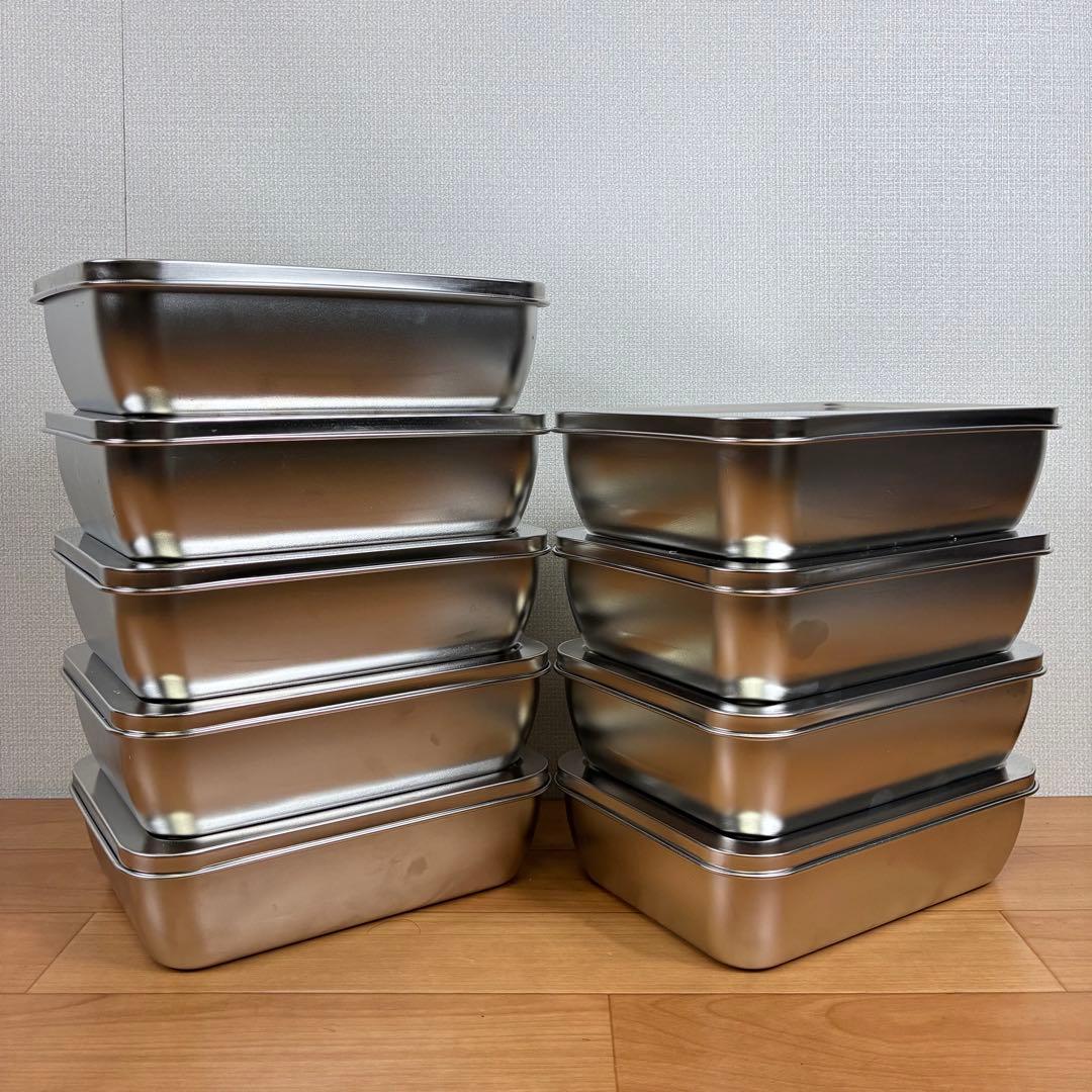 【美品】ステンレス 保存容器 バット 蓋付き 9個セット 業務用