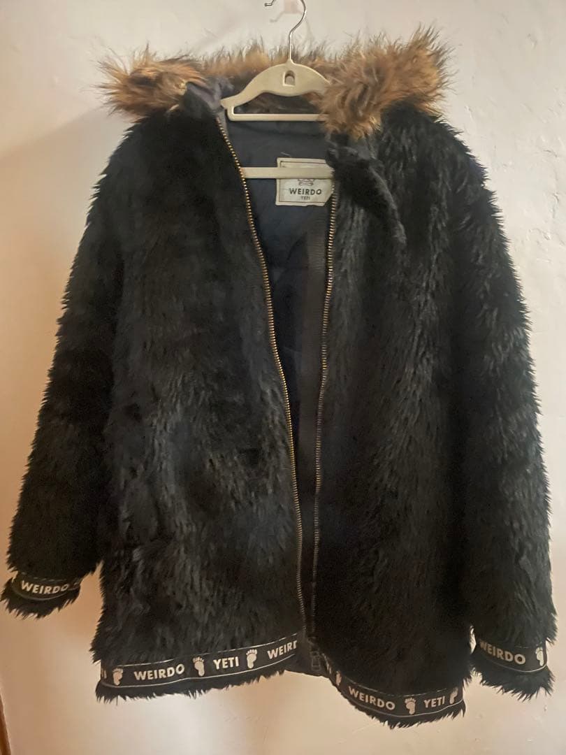 WEIRDO YETI ボアジャケット XL ファー フード 黒 ビッグサイズ