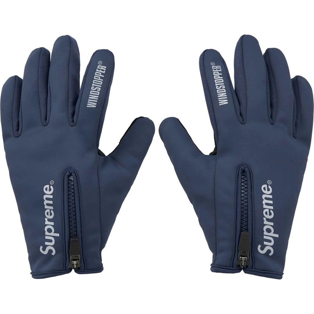 Supreme WINDSTOPPER Zip Gloves Navy Lサイズ