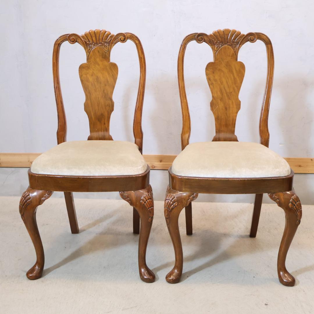 ロイズアンティークス クイーンアン ダイニングチェア 2脚セット アンティーク