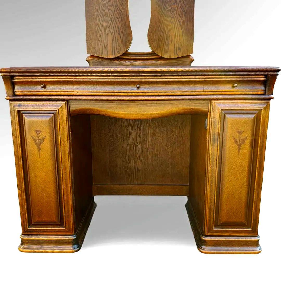 松永工房 IDC大塚家具 ヴィンテージ 両袖 三面鏡 ドレッサー ナラ材