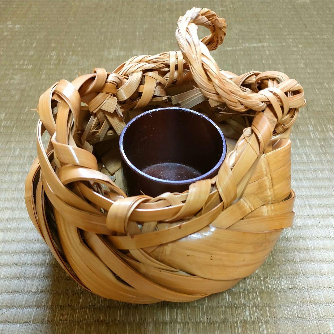 竹花籠　レトロ　竹細工　竹籠　花籠　茶道具　アンティーク　生花
