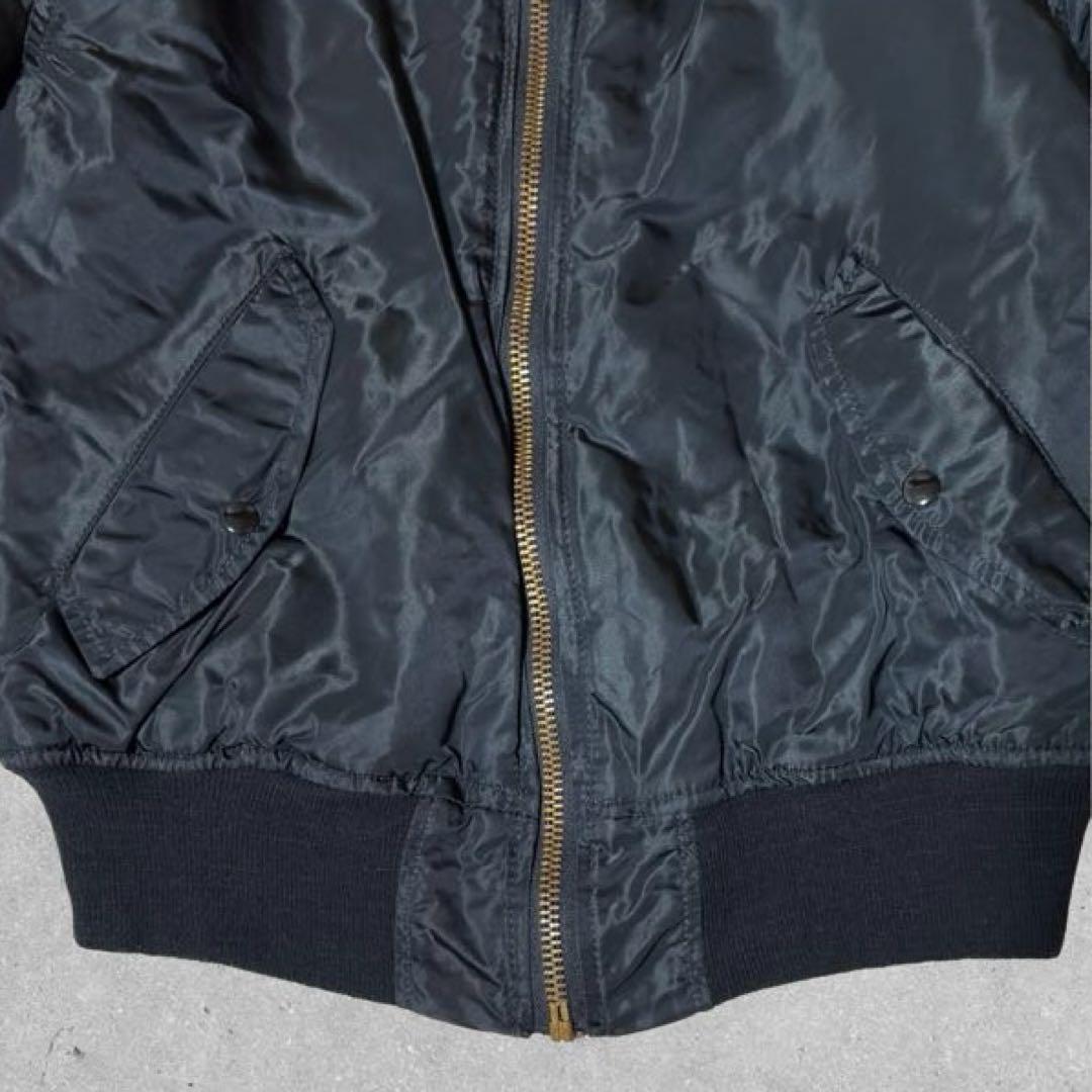 80s USA製 ALPHA MA-1 黒裏地 IDEALジップ M アルファ社