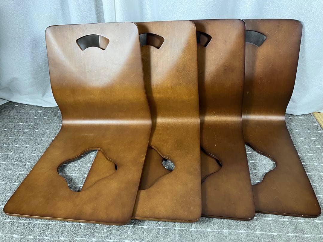 不二貿易　木製 座椅子 4脚セット 天然木 曲木 和モダン