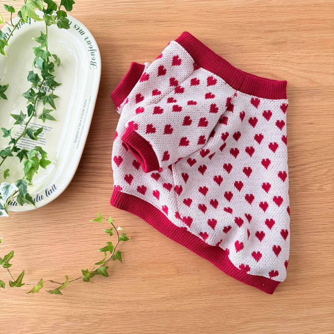 ハートニット/red ラグラン　フレブル服　ハンドメイド