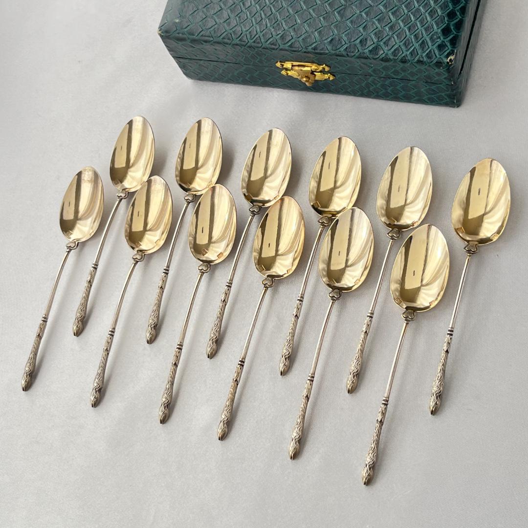 【仏蘭西】 コーヒースプーン　12本【シルバープレート】ケース