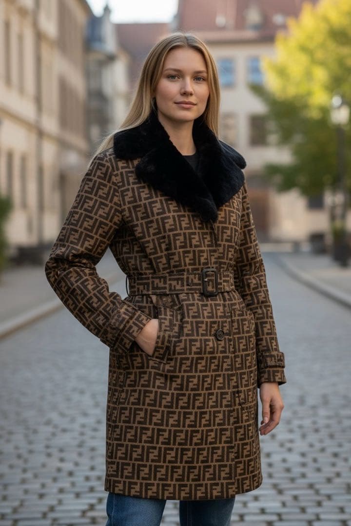 最高級 ✨極美品 FENDI ズッカ柄 2way ファー ベルト付トレンチコート