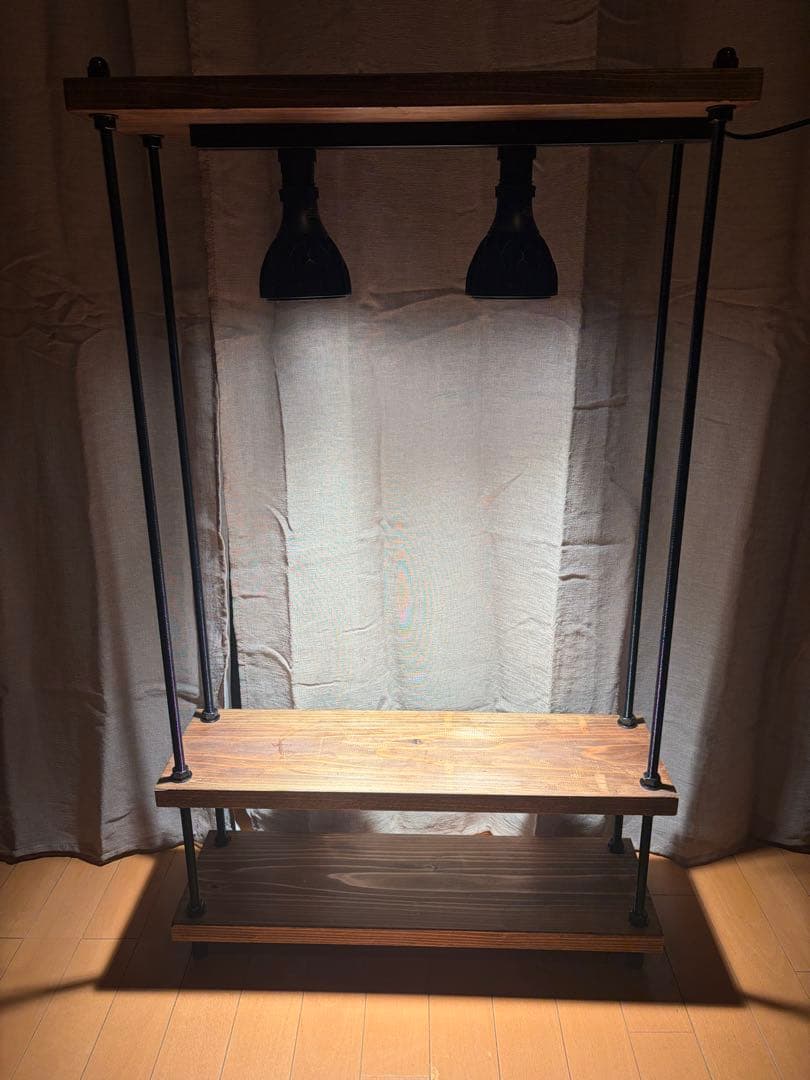 植物育成棚 ライティングレール付 天然木×アイアン インダストリアル 育成ラック