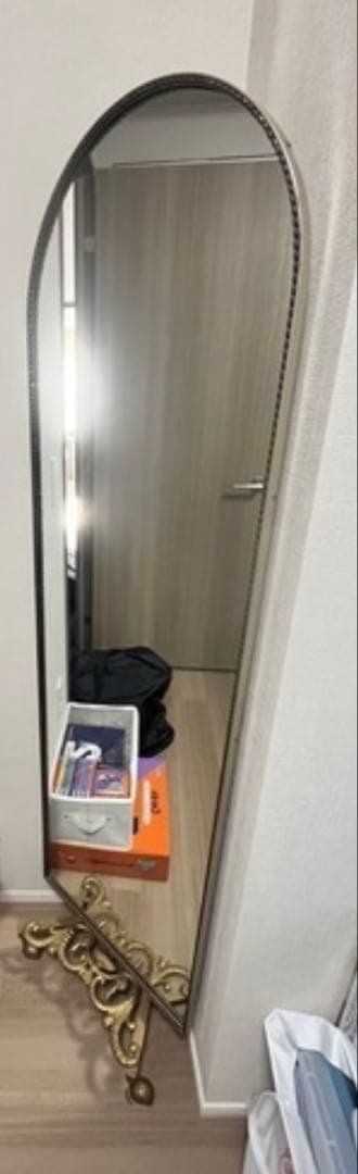 [mrrj1007] アンティーク　スタンドミラー ゴールド