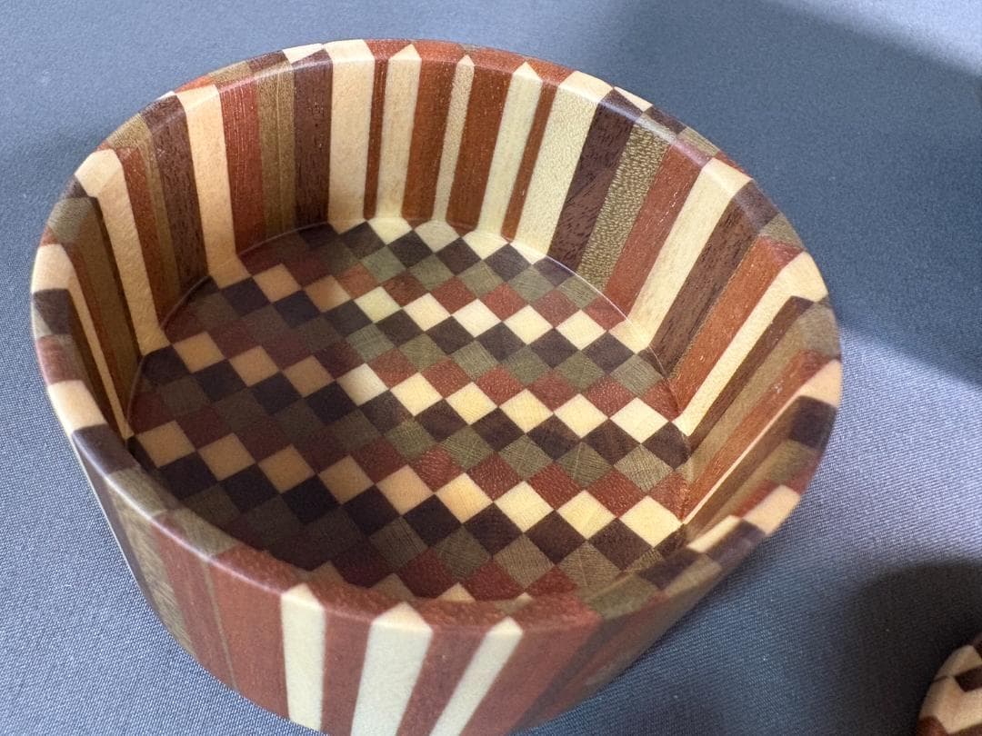 未使用品 箱根寄木細工 茶筒 木製容器 円筒形