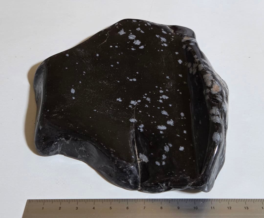 スノーフレークオブシディアン　雪花黒曜石　お皿　699g　W180D150H40