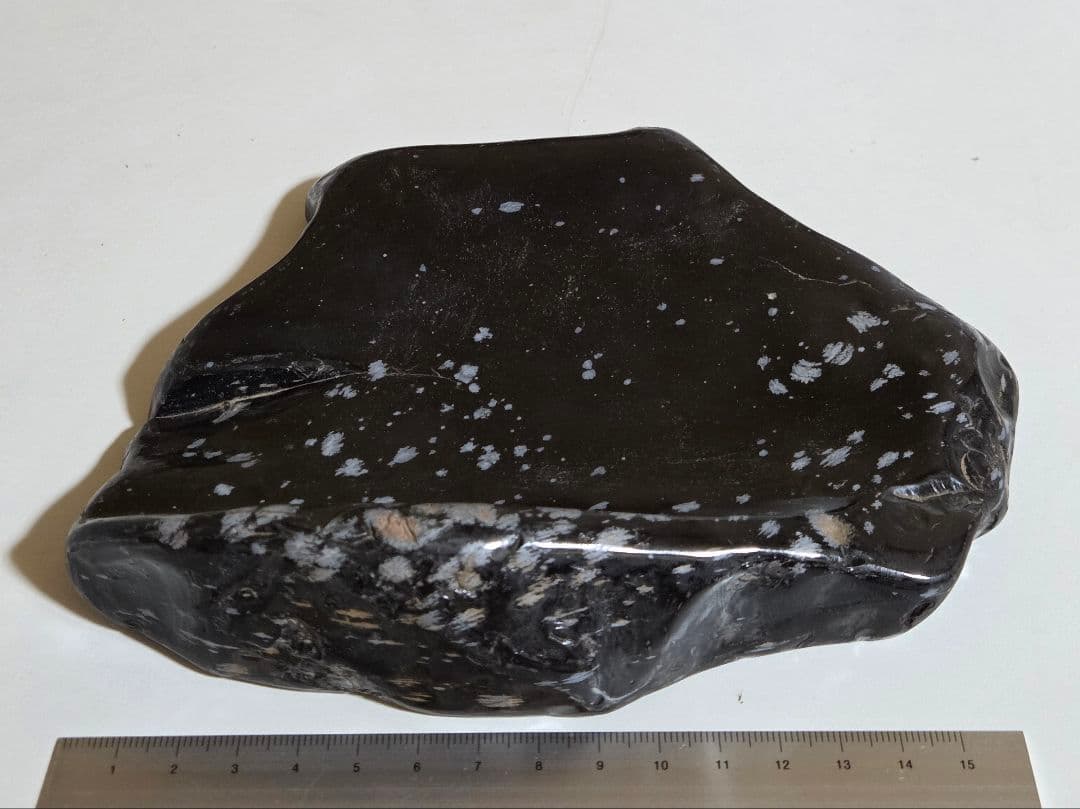 スノーフレークオブシディアン　雪花黒曜石　お皿　699g　W180D150H40