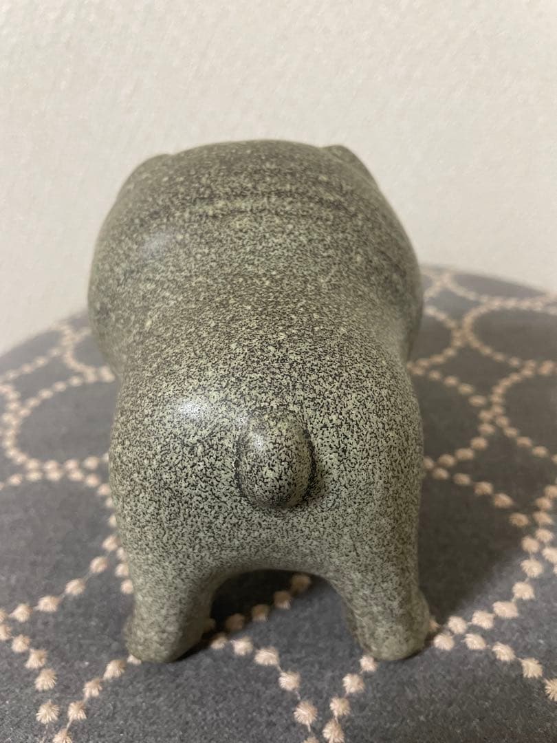 リサラーソン 置物 ケンネル ブルドッグ（中）グレー &ベージュ　2点セット　犬