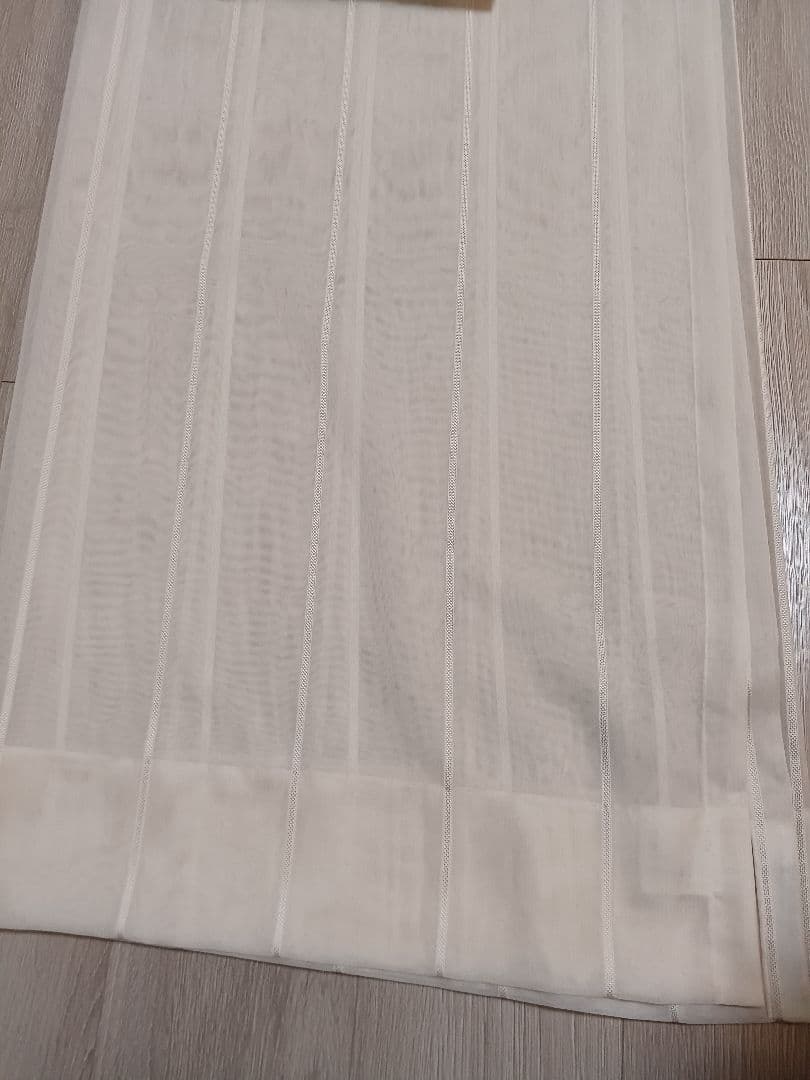 カーテン　丈208cm×幅187cm　2倍ひだ　レース　タッセル付　ベージュ