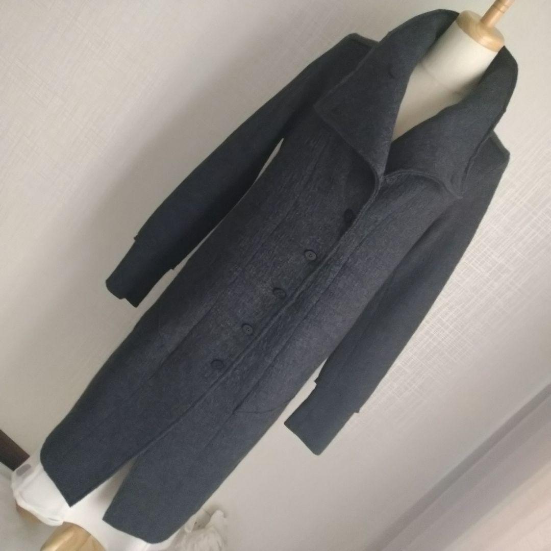 transit par such ウール ダークグレー ロングコート 3