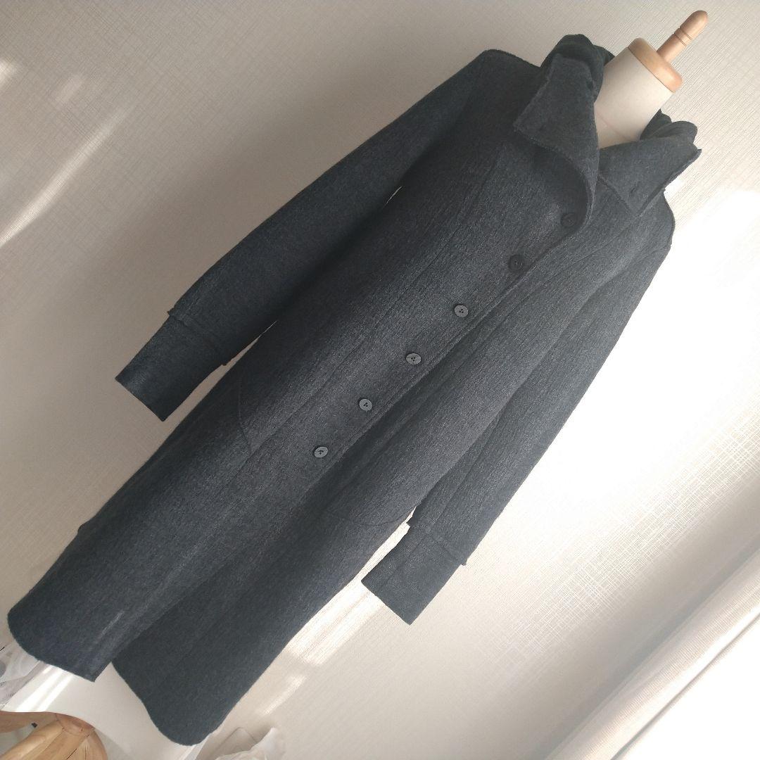 transit par such ウール ダークグレー ロングコート 3