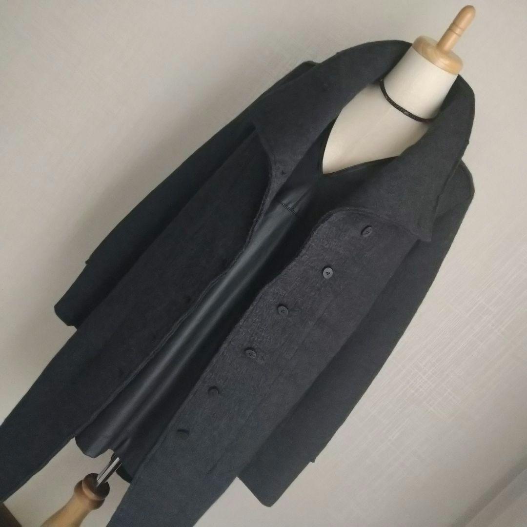 transit par such ウール ダークグレー ロングコート 3