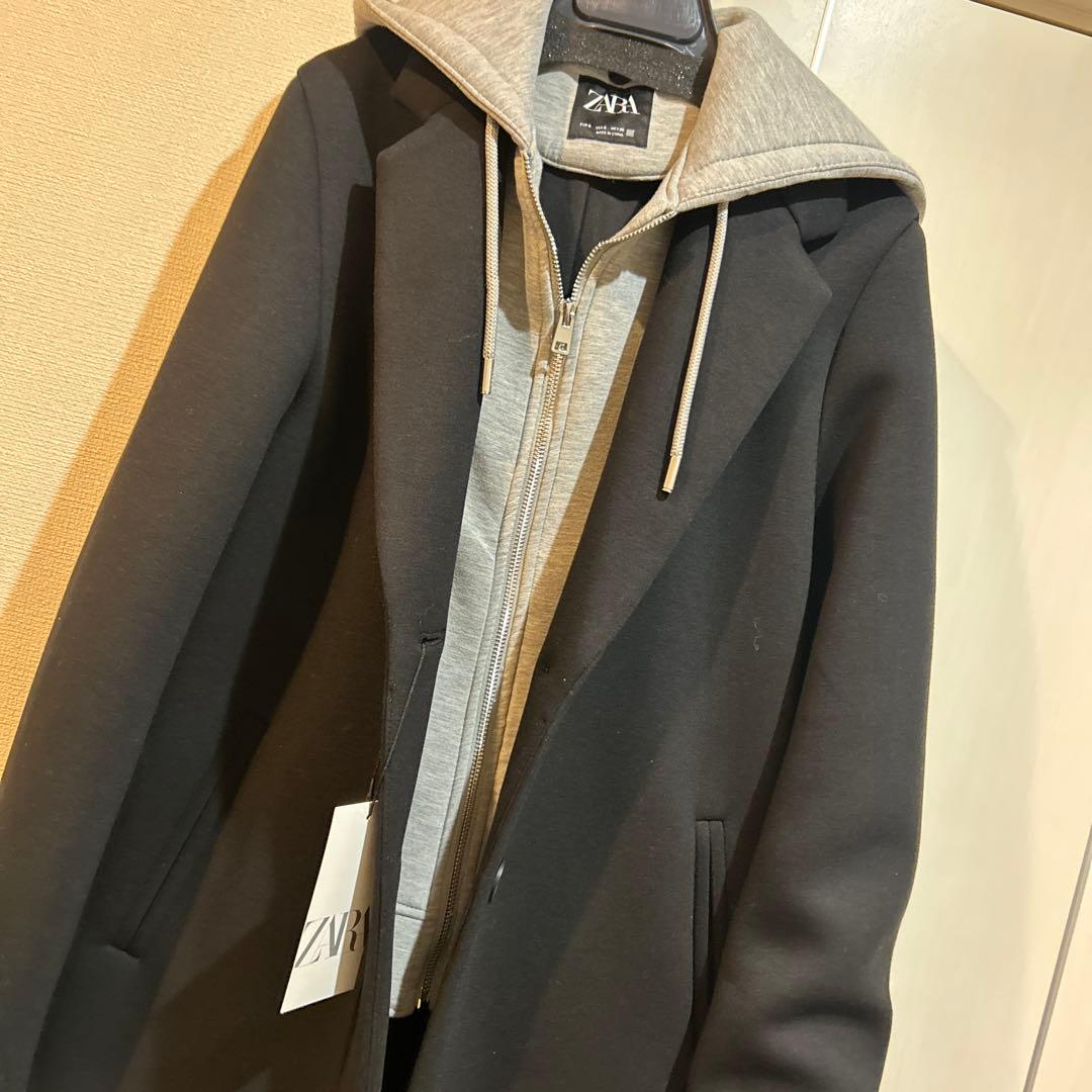 ZARAザラ　フード付き重ね着風コート　新品未使用タグ付き