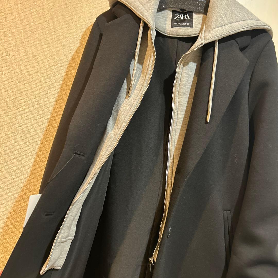 ZARAザラ　フード付き重ね着風コート　新品未使用タグ付き