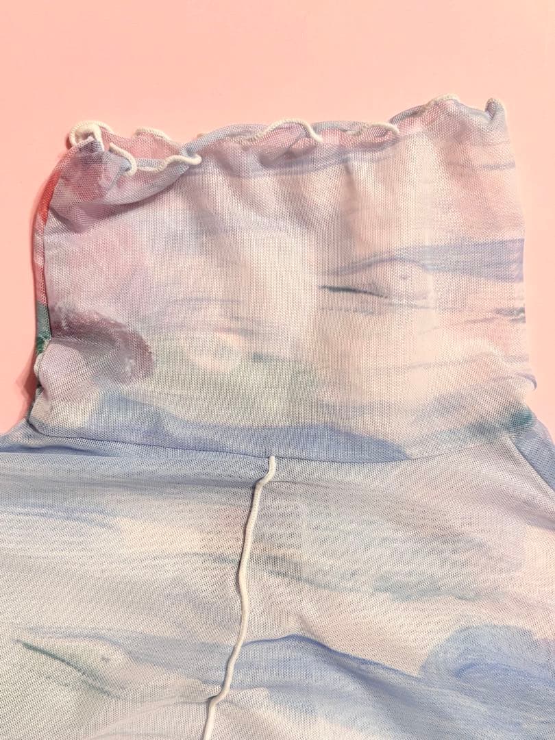 POPPYあさぎーにょ　 フラワーシースルートップス　ブルー　スワン