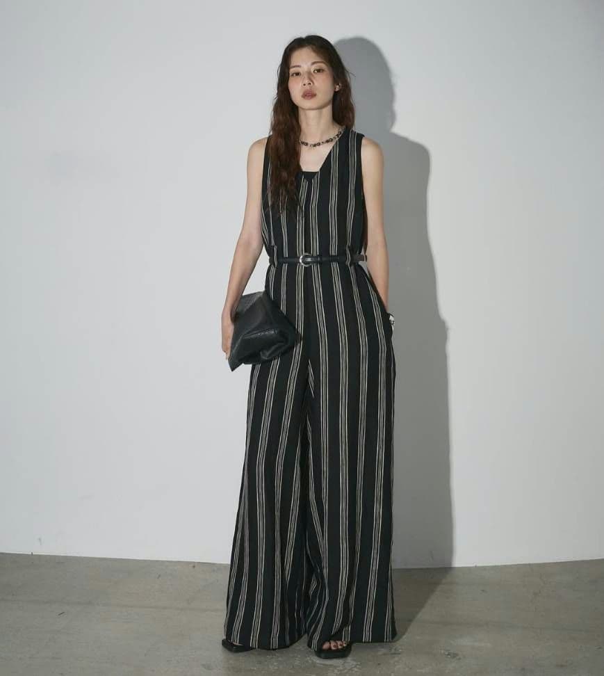 andrea&co. マルチストライプノースリオールインワン ベルトセット 新品