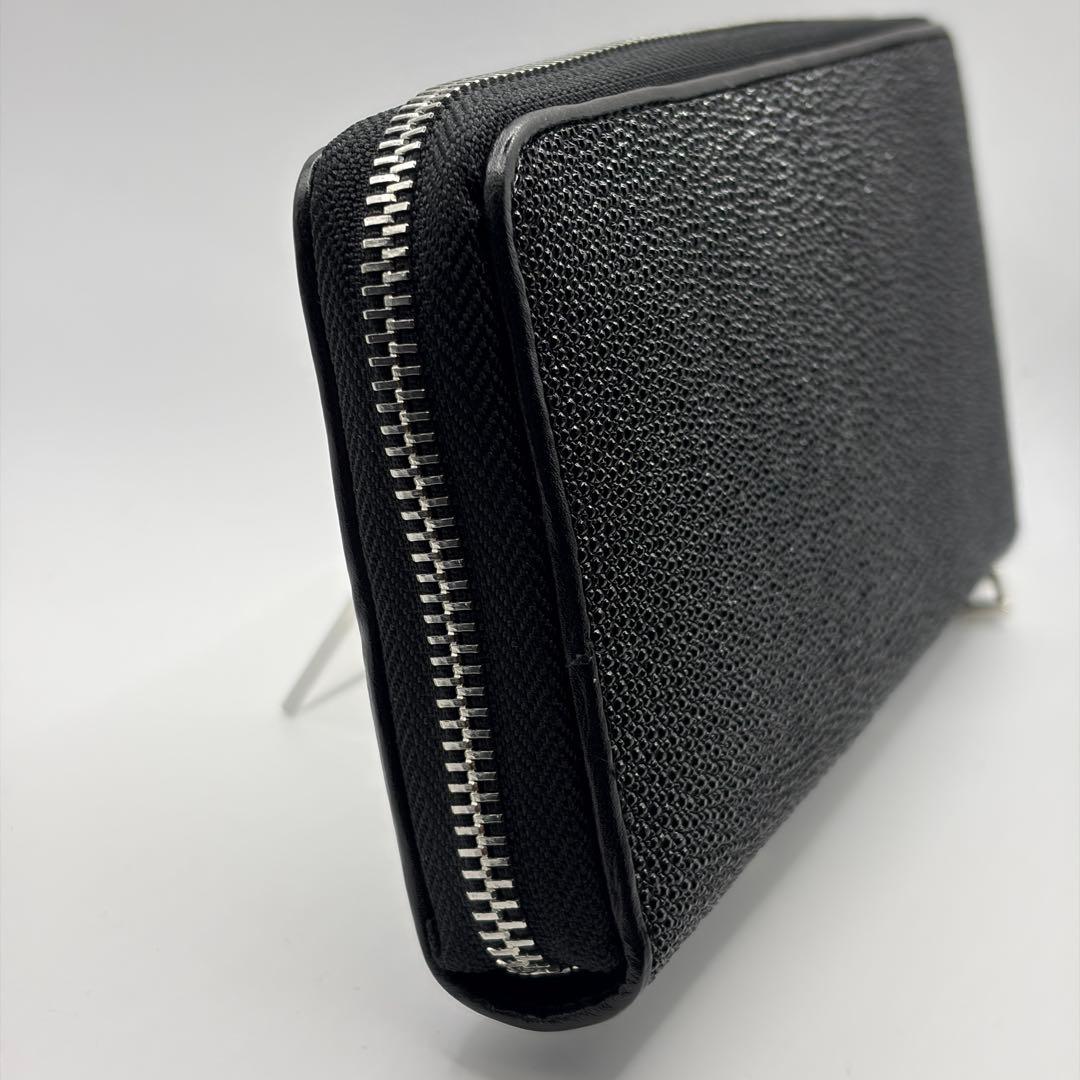 スティングレイ 長財布 ブラック ラウンドファスナー ストラップ付き 天眼