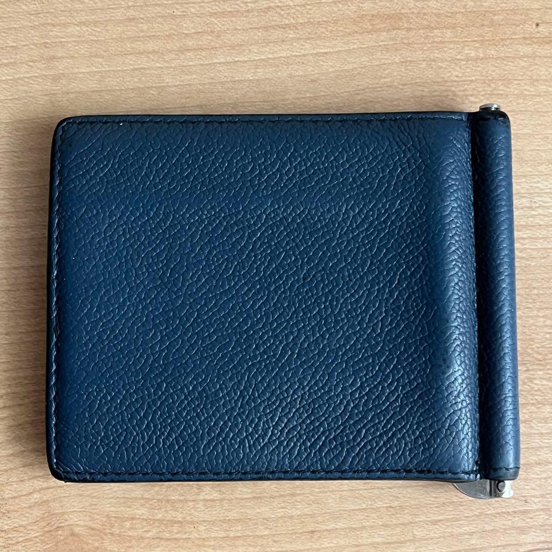 PRADA プラダ マネークリップ メンズ ブルー 青色 レザー ロゴ　ICタグ